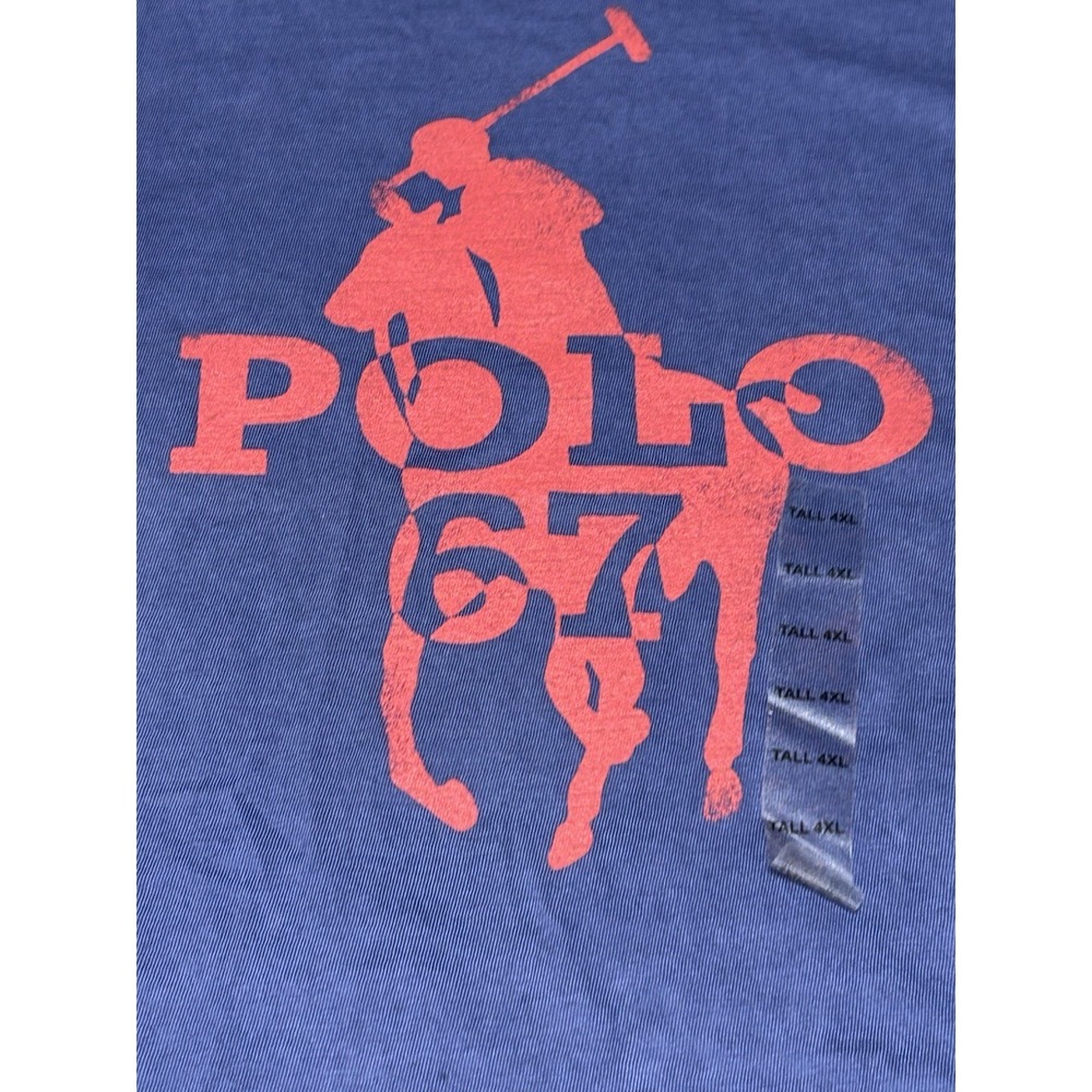 POLO RALPH LAUREN T-Shirt Men's Size 4XLT SS Big Red Pony Stamp Logo Navy NWOT - Picture 5 of 8
